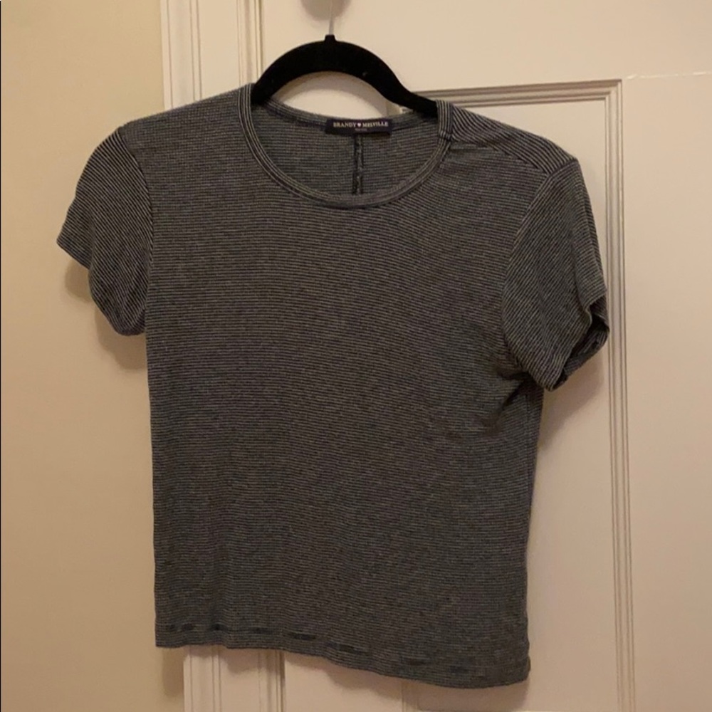 Brandy Melville navy&white stripped cropped shirt